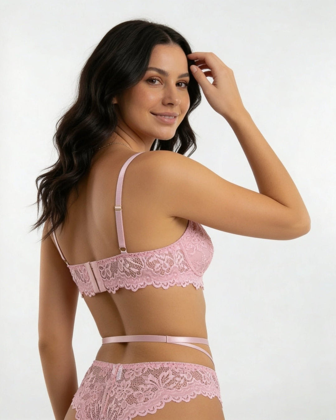 Damen Spitzen-BH Strumpfgürtel Slip Strümpfe Set