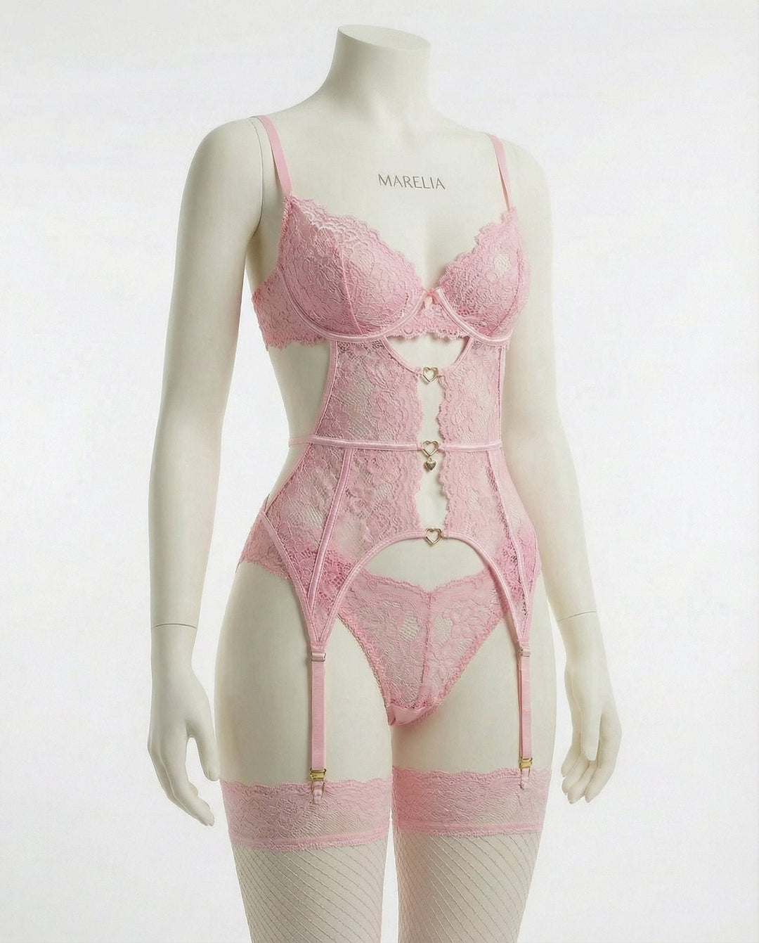 Damen Spitzen-BH Strumpfgürtel Slip Strümpfe Set