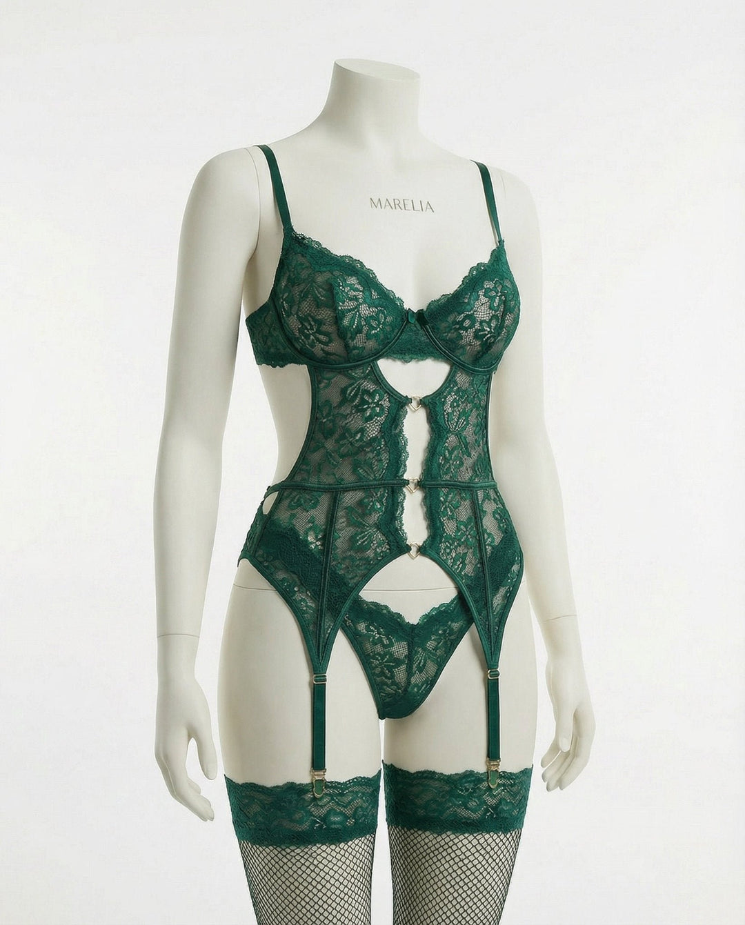 Damen Spitzen-BH Strumpfgürtel Slip Strümpfe Set