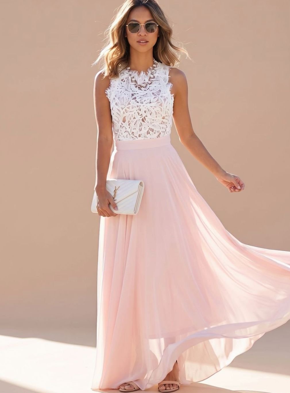 Damen Spitzen Cocktailkleid Chiffon Maxi Abendkleid