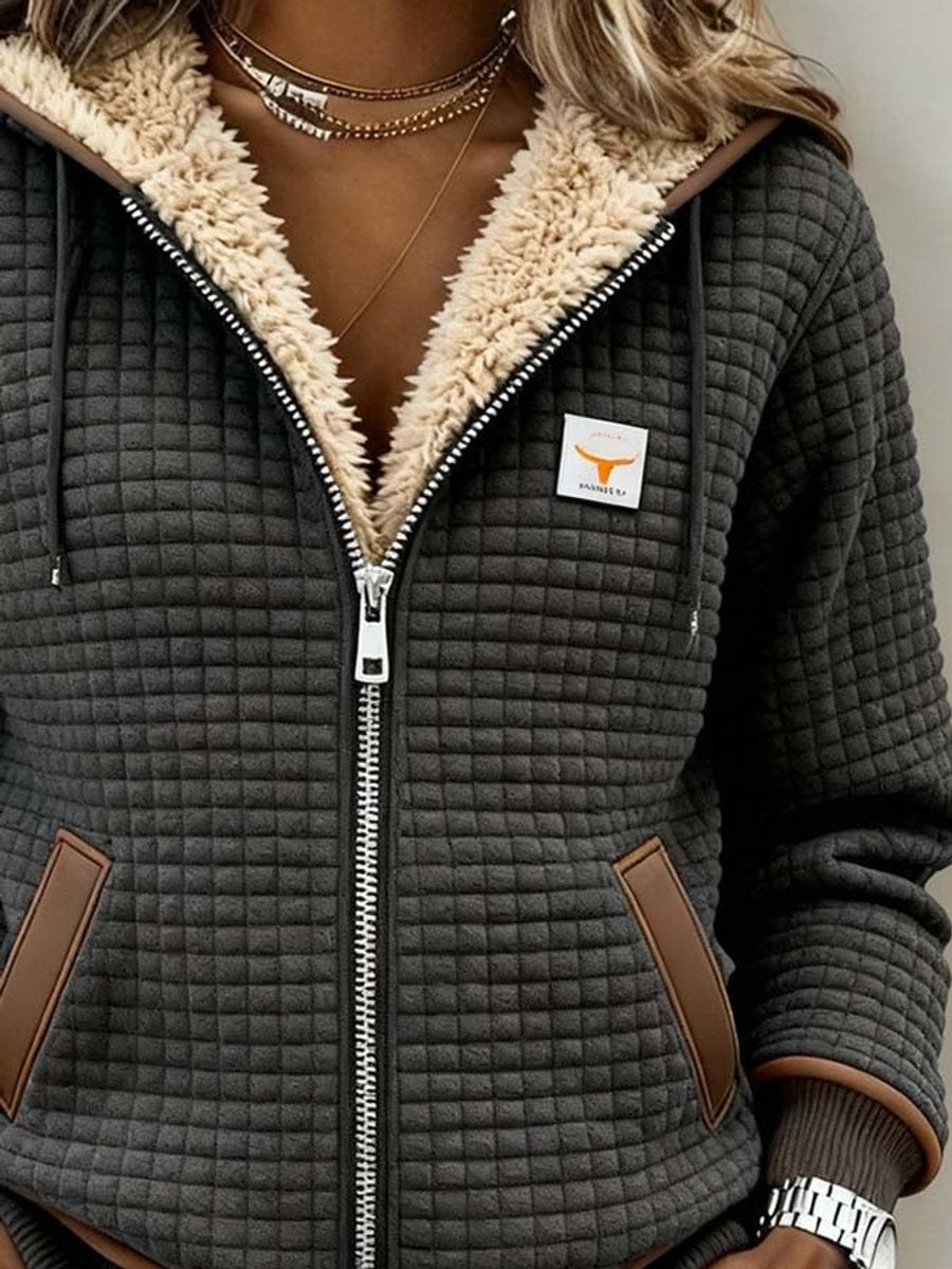 Damen Stepp-Fleece-gefütterte Reißverschluss Quilted Jacket Women