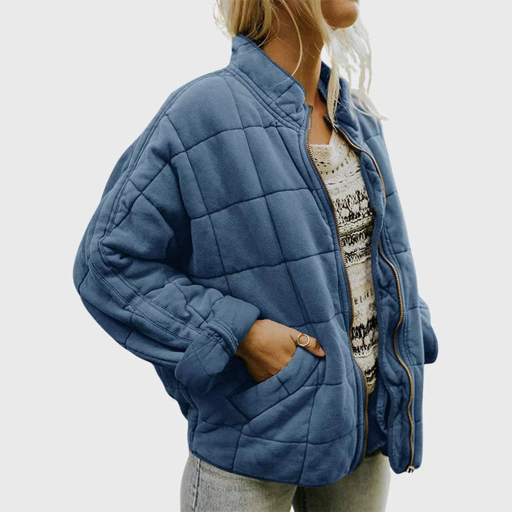 Damen Steppjacke leichte gefütterte Kurzjacke mit Reißverschluss - Blau