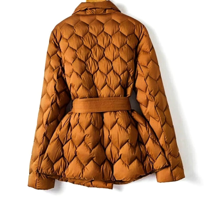 Damen Steppjacke mit Bindegürtel und Rautensteppung