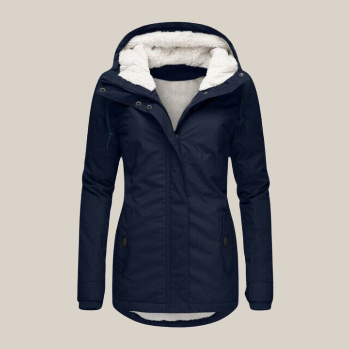 Damen Steppjacke mit Fleecefutter Kapuze Winterjacke - Blau
