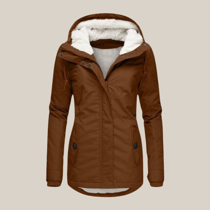 Damen Steppjacke mit Fleecefutter Kapuze Winterjacke