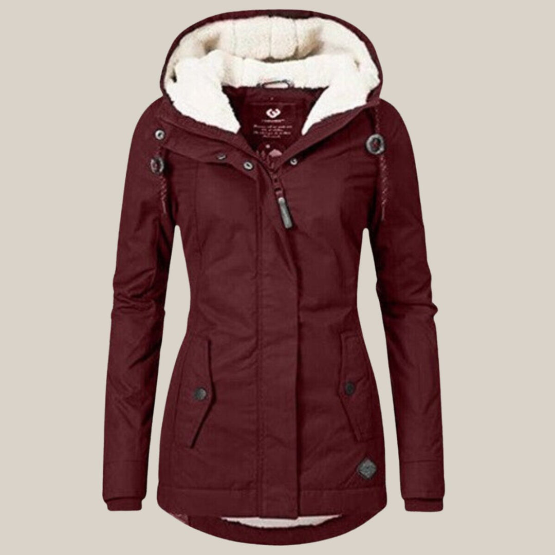 Damen Steppjacke mit Fleecefutter Kapuze Winterjacke