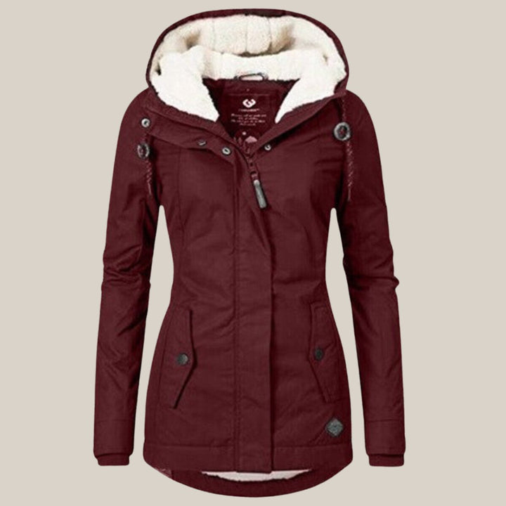 Damen Steppjacke mit Fleecefutter Kapuze Winterjacke