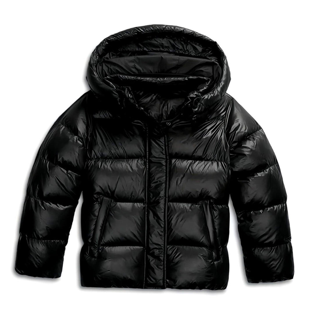 Damen Steppjacke mit Kapuze leicht taillierte Pufferjacke - Schwarz