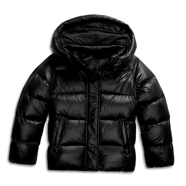 Damen Steppjacke mit Kapuze leicht taillierte Pufferjacke - Schwarz