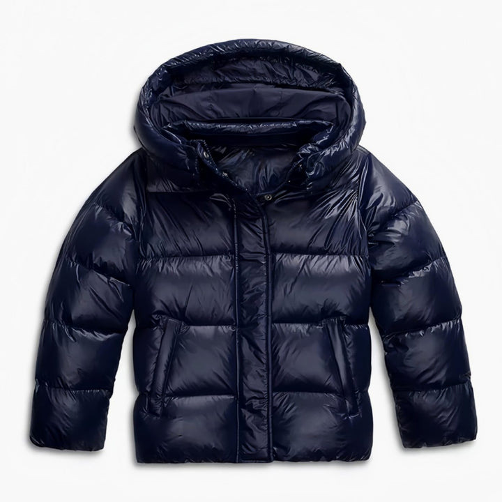 Damen Steppjacke mit Kapuze leicht taillierte Pufferjacke - Blau