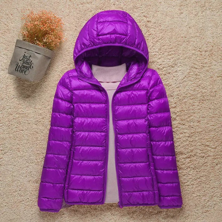 Damen Steppjacke mit Kapuze ultraleichte Übergangsjacke - Flieder