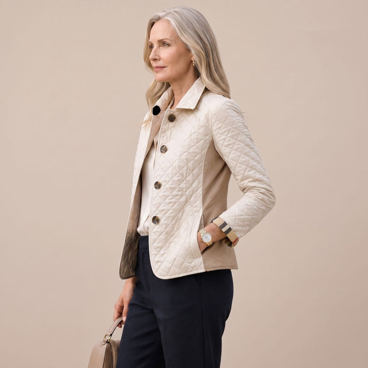 Damen Steppjacke mit Knopfleiste leichte taillierte Übergangsjacke