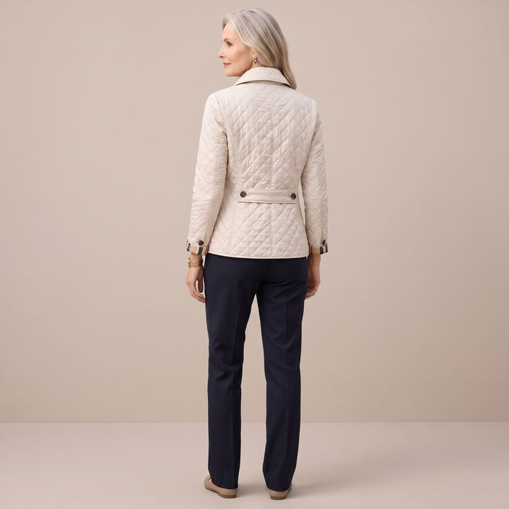 Damen Steppjacke mit Knopfleiste leichte taillierte Übergangsjacke