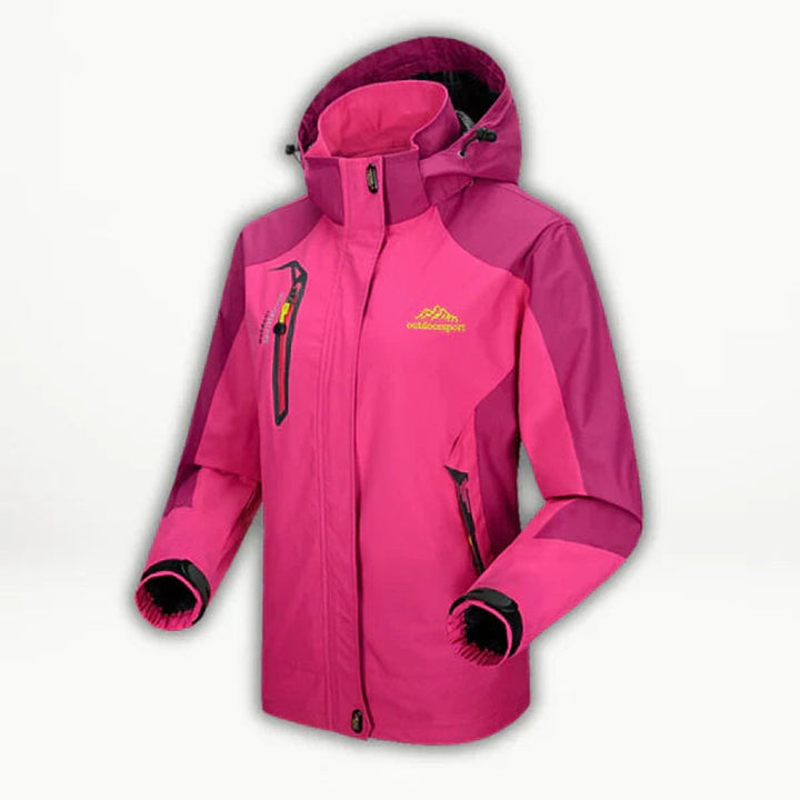 Damen Steppjacke wasserdichte Outdoor-Kapuzenjacke leicht - Hellrot