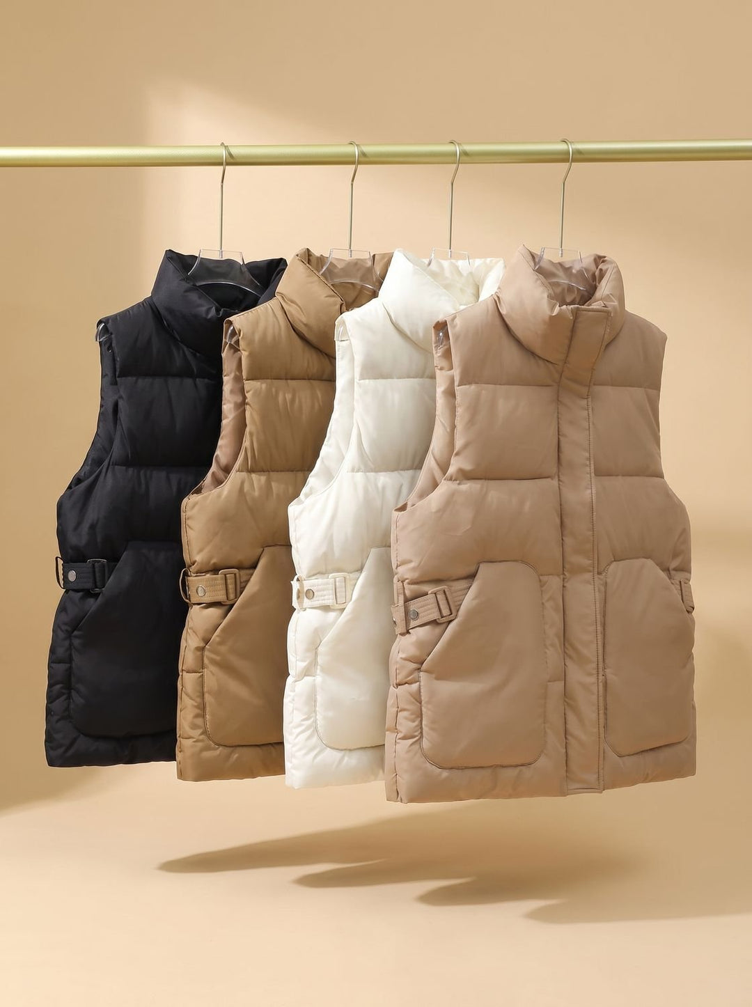 Damen Steppweste Bodywarmer mit hohem Stehkragen und Pattentaschen