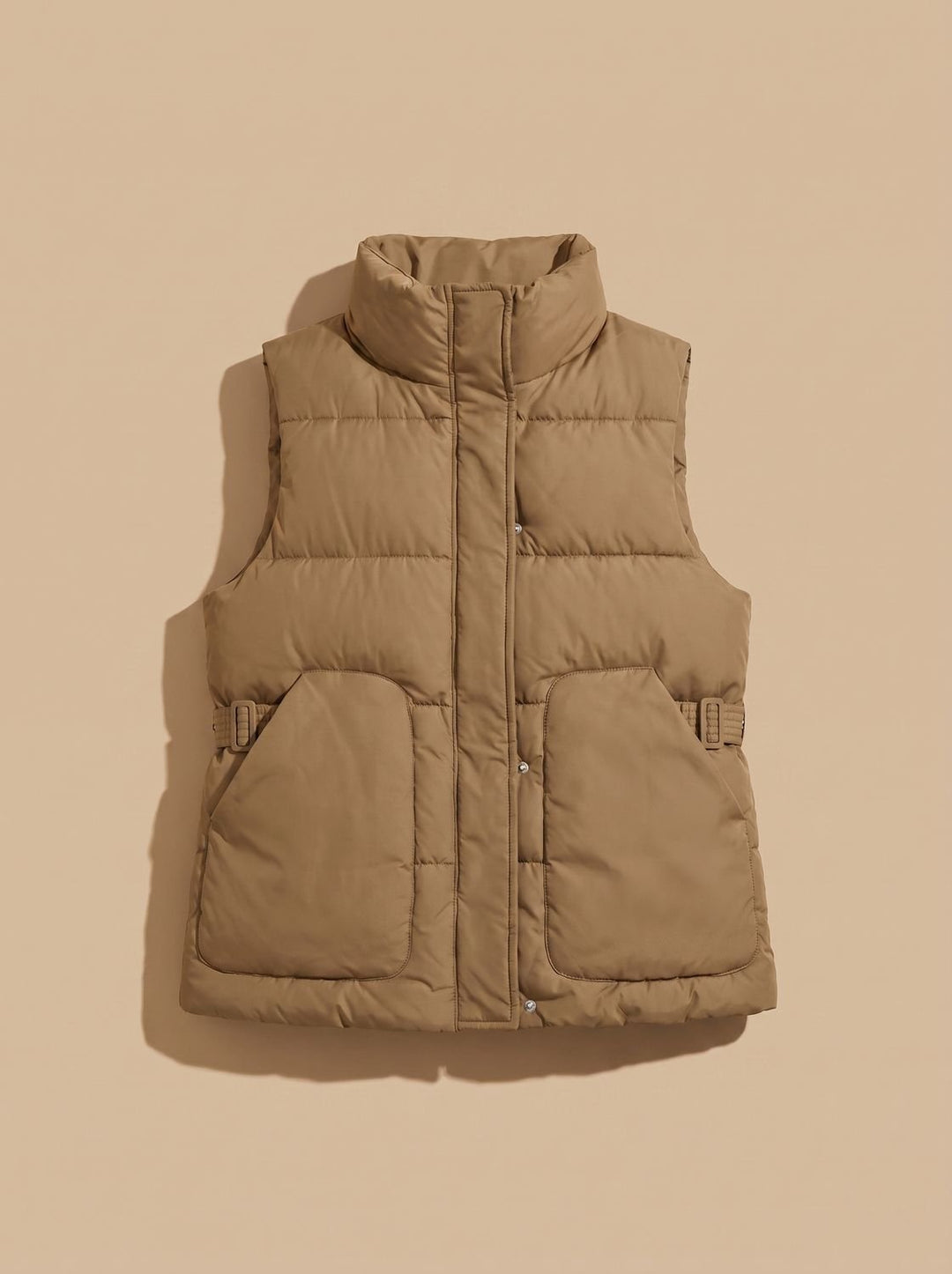 Damen Steppweste Bodywarmer mit hohem Stehkragen und Pattentaschen