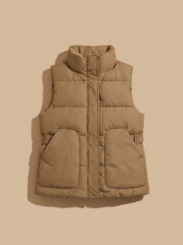 Damen Steppweste Bodywarmer mit hohem Stehkragen und Pattentaschen