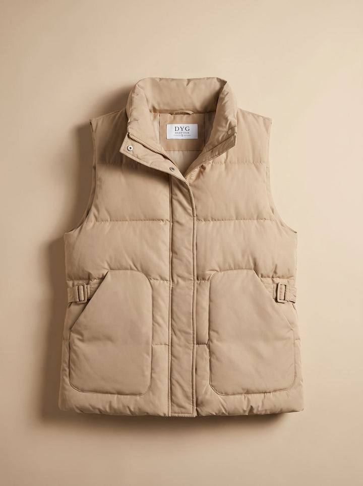 Damen Steppweste Bodywarmer mit hohem Stehkragen und Pattentaschen
