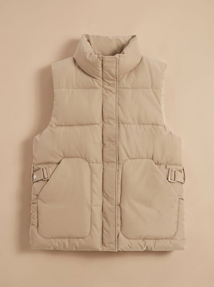Damen Steppweste Bodywarmer mit hohem Stehkragen und Pattentaschen