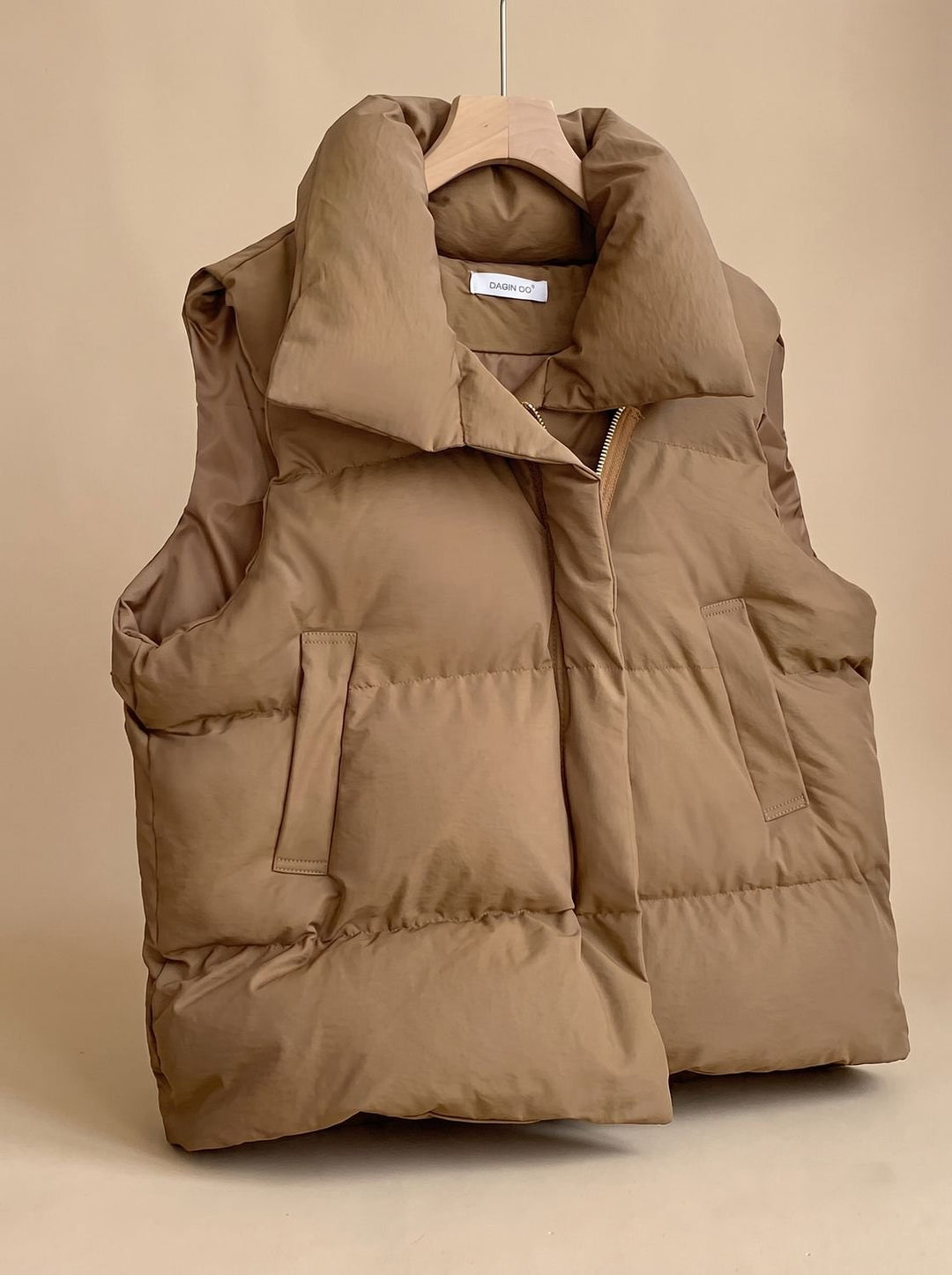 Damen Steppweste Bodywarmer mit Schalkragen Zweiwege-Reißverschluss Boxy-Schnitt