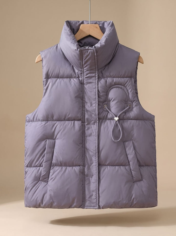 Damen Steppweste Bodywarmer mit Stehkragen und Kordel-Herzdetail - Violett