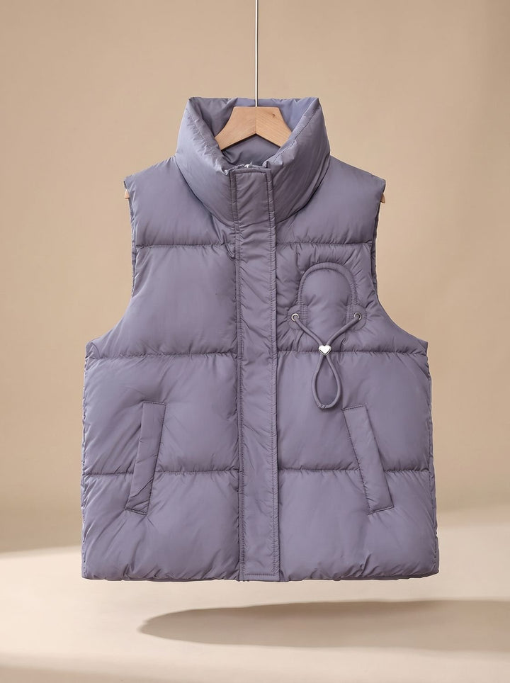 Damen Steppweste Bodywarmer mit Stehkragen und Kordel-Herzdetail