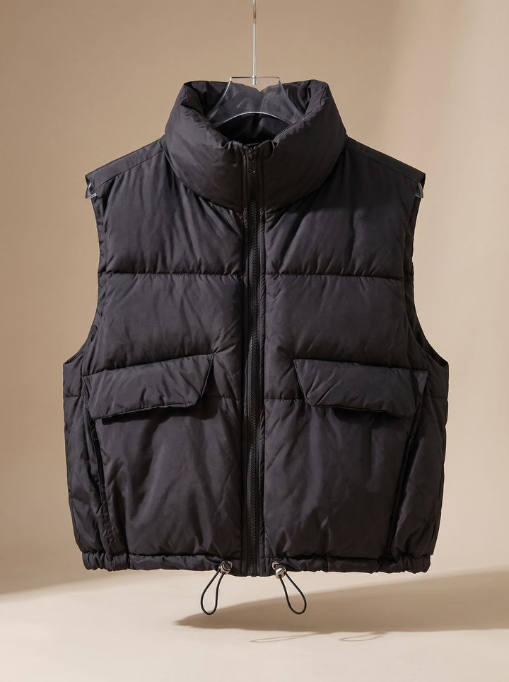 Damen Steppweste Bodywarmer mit Stehkragen und Kordelzugsaum