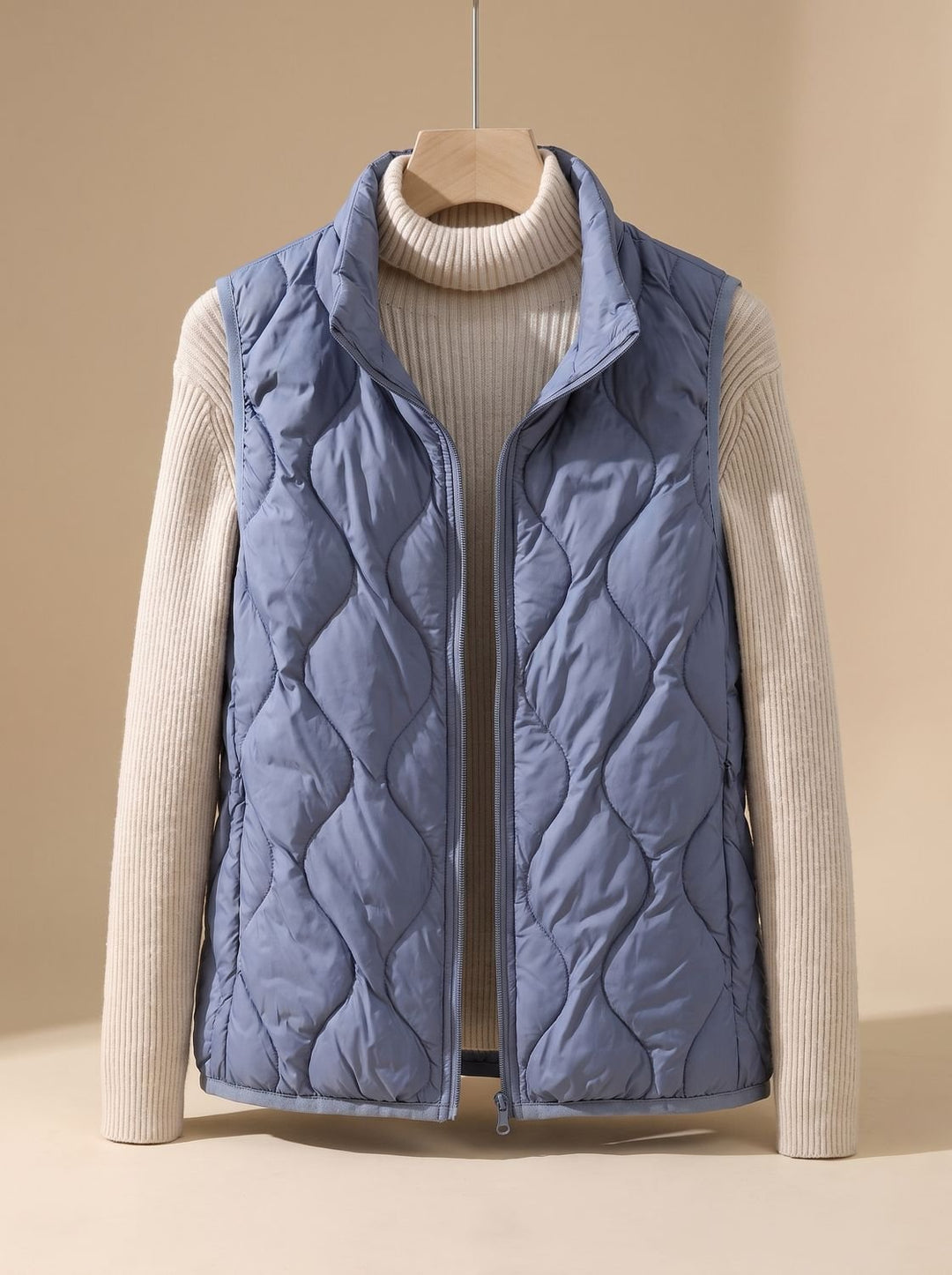 Damen Steppweste Bodywarmer mit Stehkragen und Taschen - Dunstblau