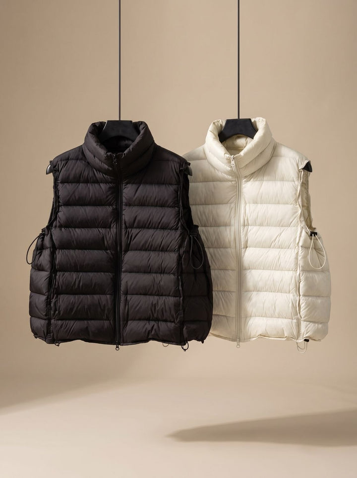 Damen Steppweste Bodywarmer mit Zweiwege-Reißverschluss Stehkragen