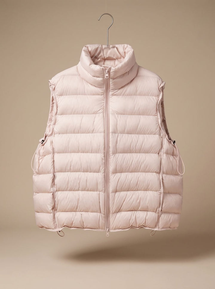 Damen Steppweste Bodywarmer mit Zweiwege-Reißverschluss Stehkragen - Hellrosa