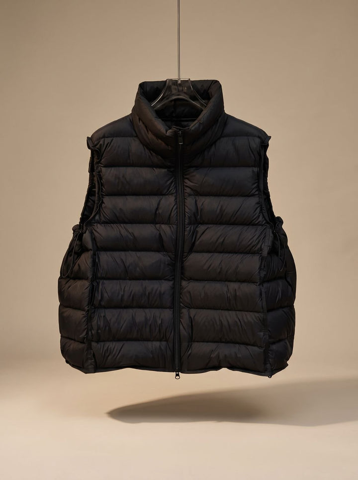 Damen Steppweste Bodywarmer mit Zweiwege-Reißverschluss Stehkragen - Schwarz