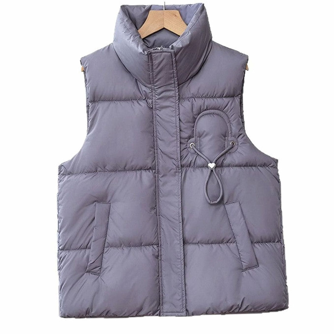 Damen Steppweste Bodywarmer Stehkragen Kordelapplikation Kurzschnitt