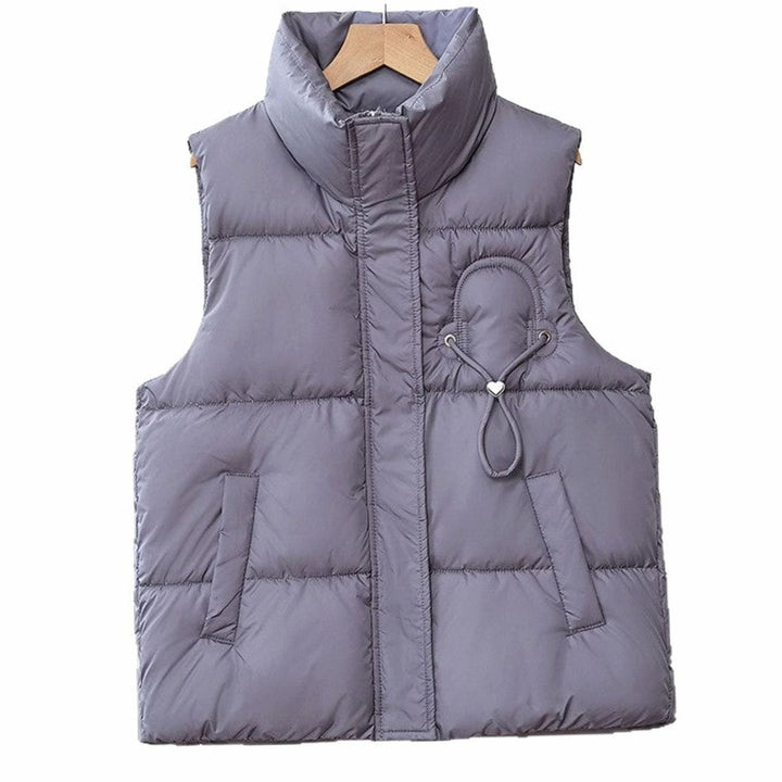Damen Steppweste Bodywarmer Stehkragen Kordelapplikation Kurzschnitt