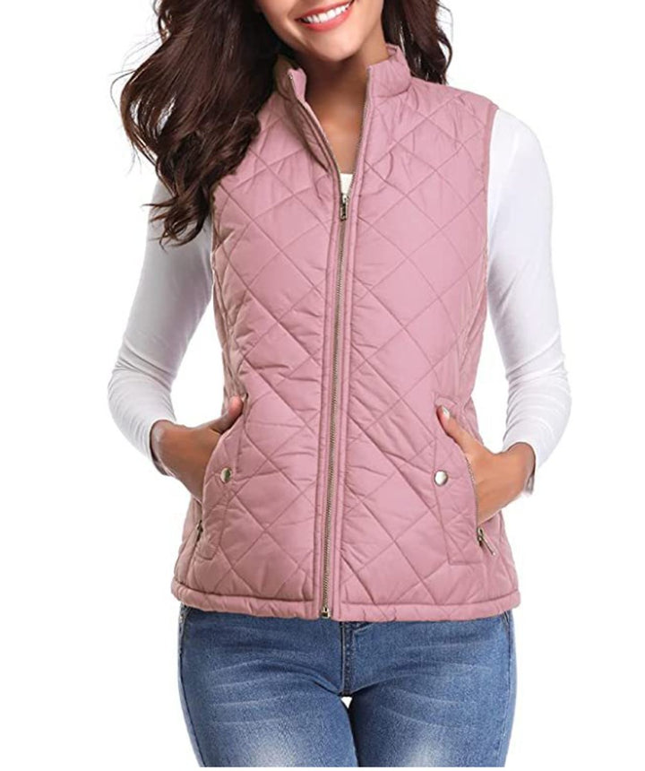 Damen Steppweste leicht gefütterte Puffer Vest Women mit Reißverschluss - Rosa
