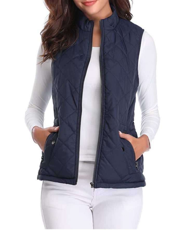 Damen Steppweste leicht gefütterte Puffer Vest Women mit Reißverschluss - Blau