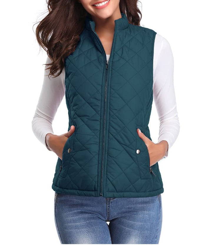 Damen Steppweste leicht gefütterte Puffer Vest Women mit Reißverschluss - Ozeanblau