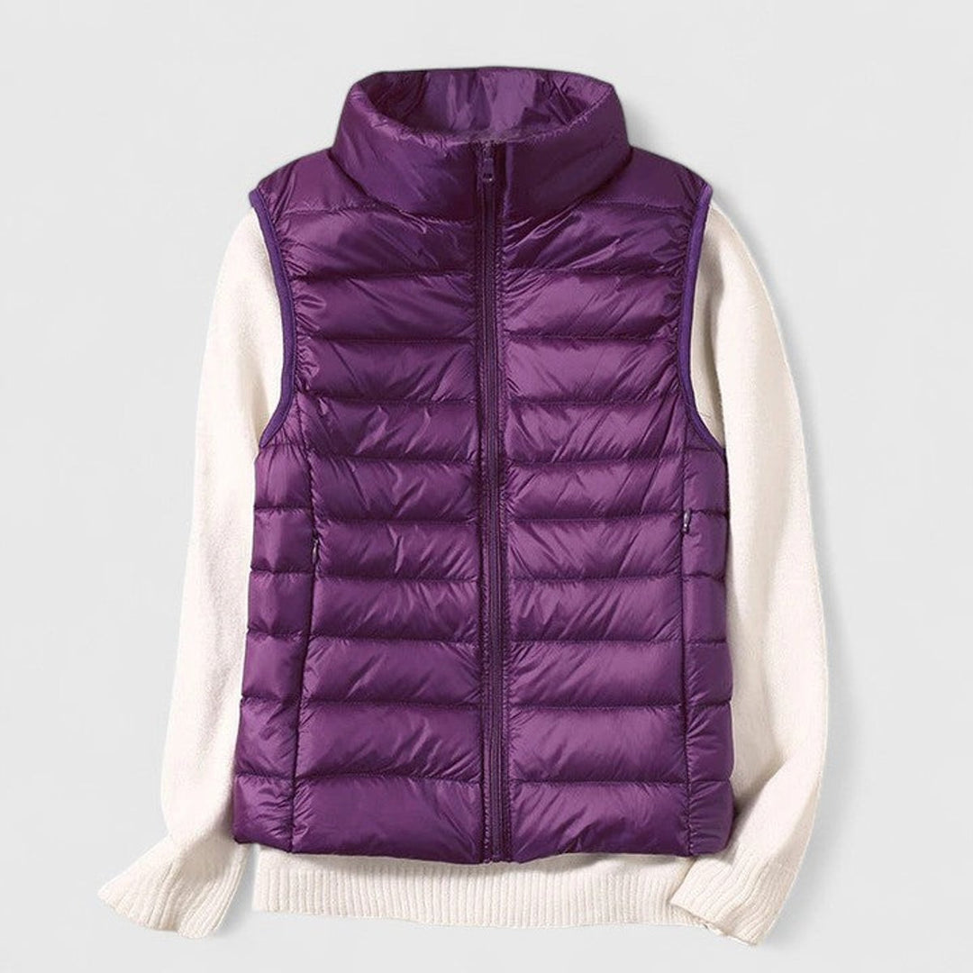 Damen Steppweste leichte Puffer Vest Women Übergangsjacke - Lila