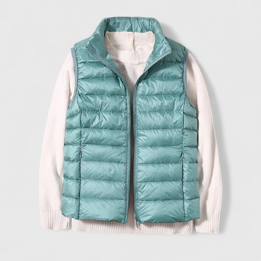 Damen Steppweste leichte Puffer Vest Women Übergangsjacke - Hellblau