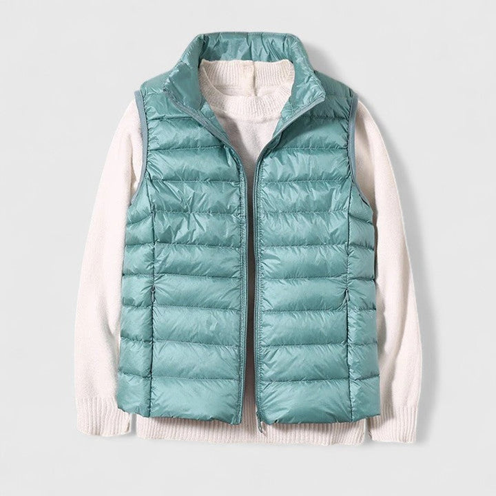 Damen Steppweste leichte Puffer Vest Women Übergangsjacke - Hellblau