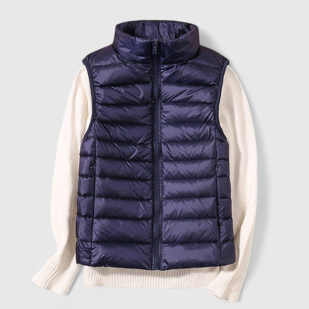 Damen Steppweste leichte Puffer Vest Women Übergangsjacke - Marineblau