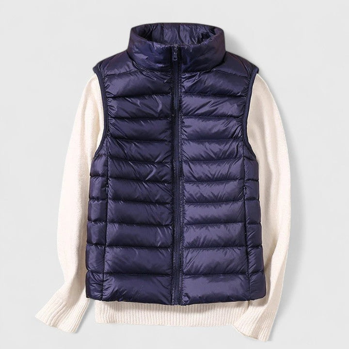 Damen Steppweste leichte Puffer Vest Women Übergangsjacke - Marineblau