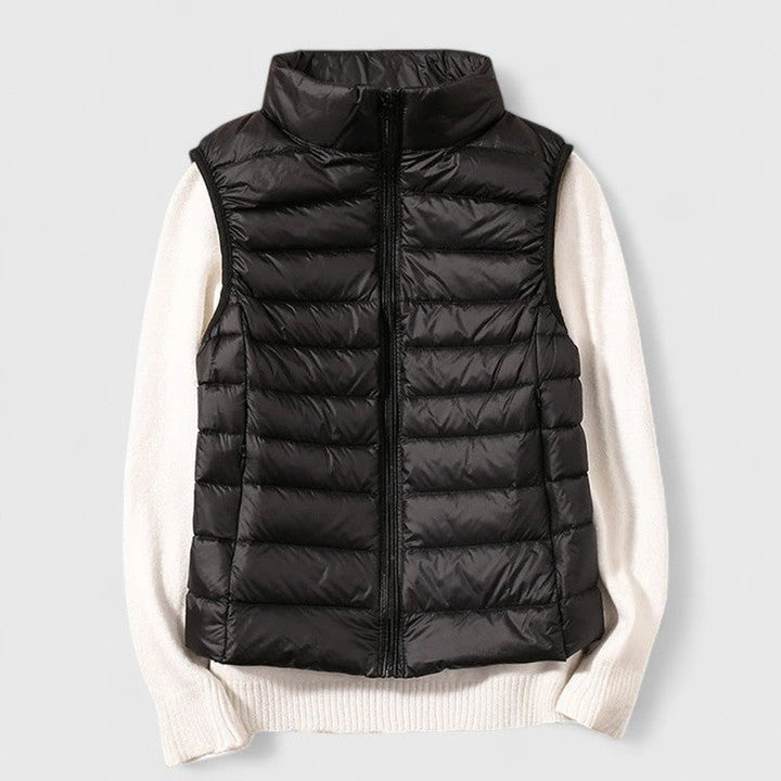 Damen Steppweste leichte Puffer Vest Women Übergangsjacke - Schwarz
