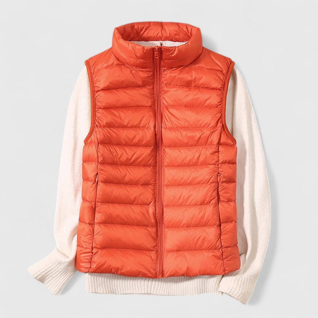 Damen Steppweste leichte Puffer Vest Women Übergangsjacke - Orange