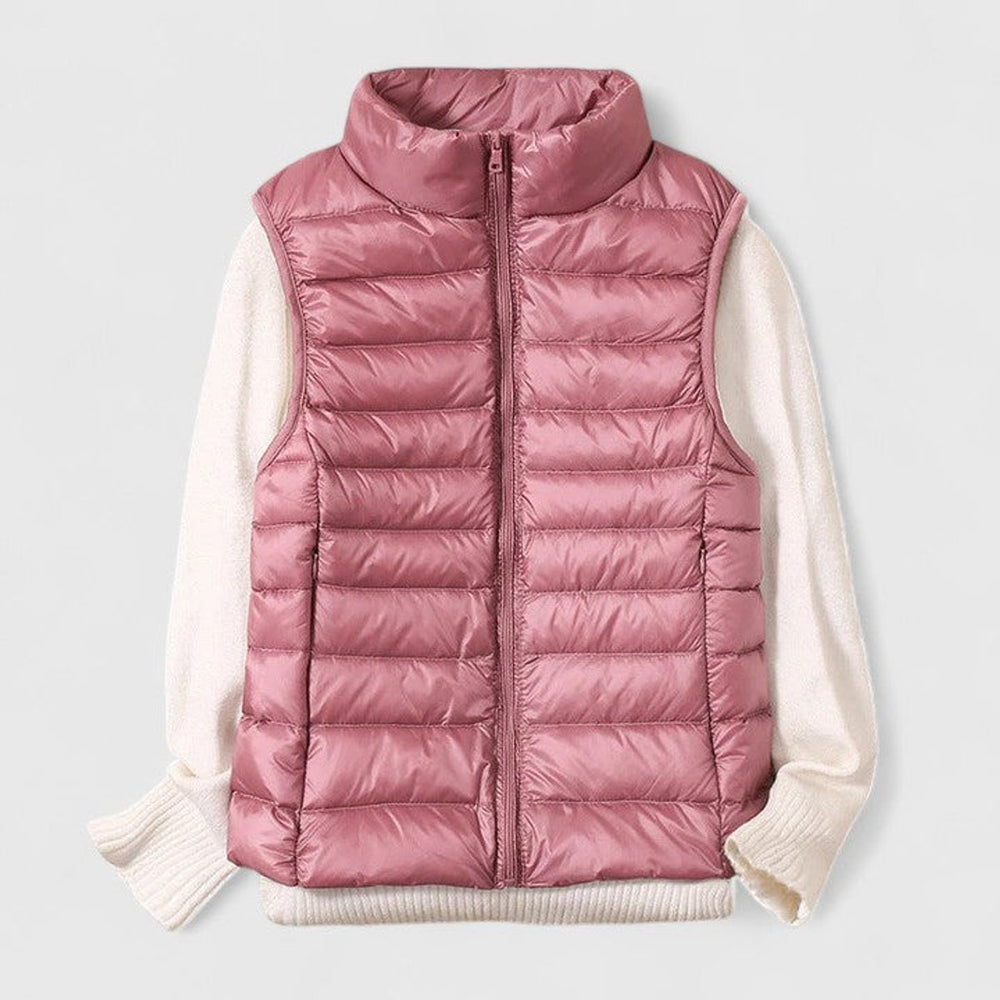 Damen Steppweste leichte Puffer Vest Women Übergangsjacke - Rosa