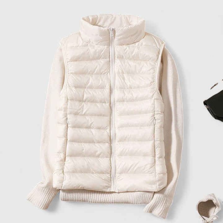 Damen Steppweste leichte Puffer Vest Women Übergangsjacke - Weiß