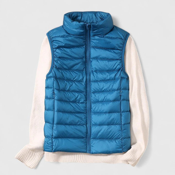 Damen Steppweste leichte Puffer Vest Women Übergangsjacke - Himmelblau