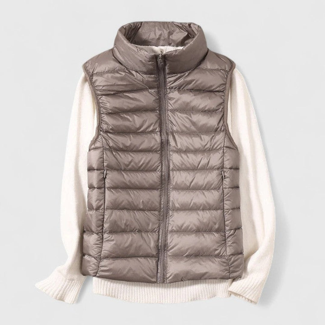 Damen Steppweste leichte Puffer Vest Women Übergangsjacke - Khaki