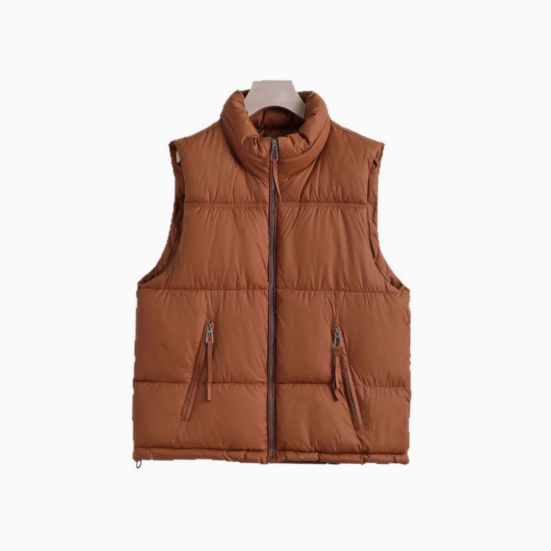 Damen Steppweste mit hohem Stehkragen Bodywarmer Reißverschluss