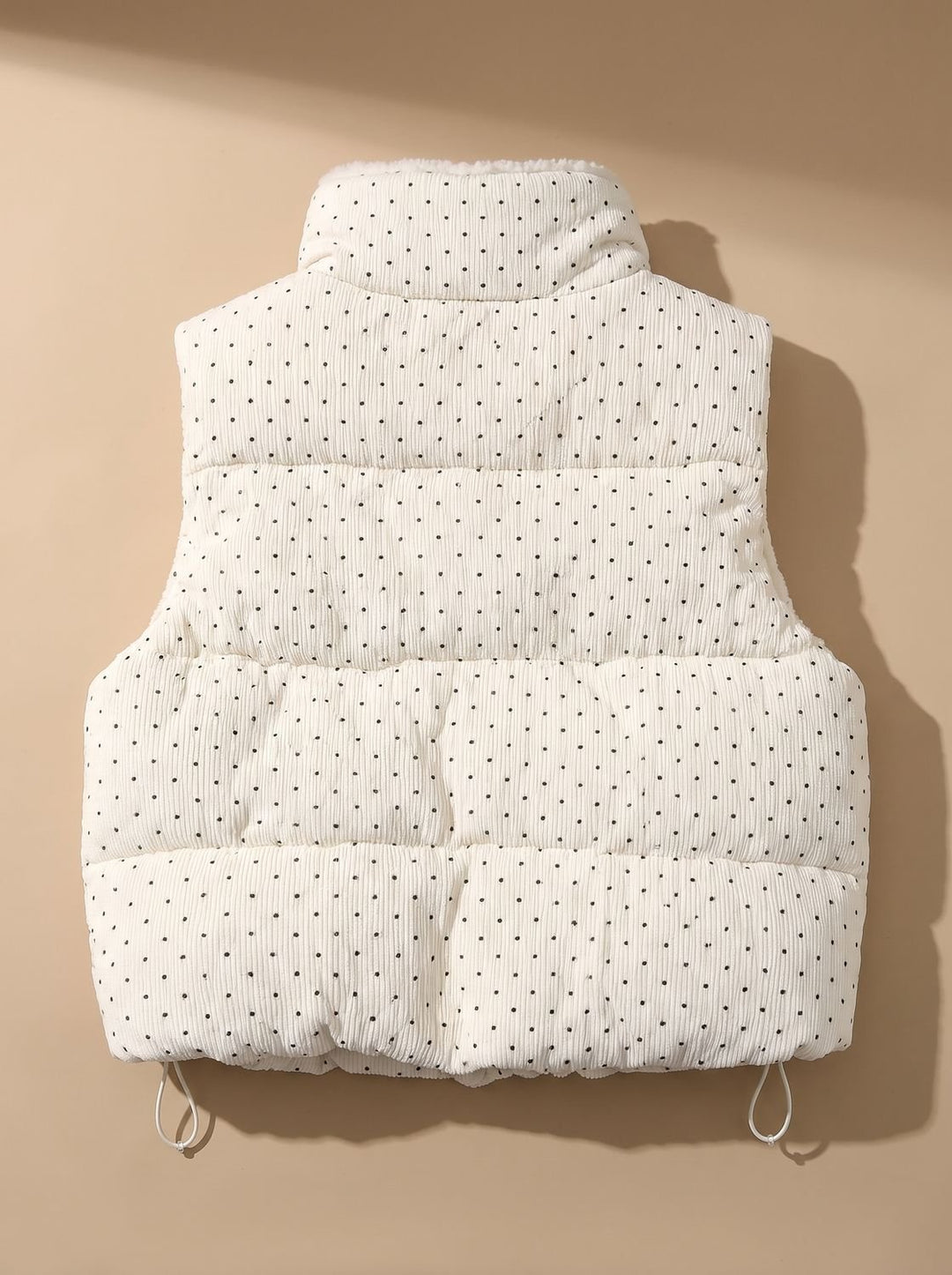 Damen Steppweste mit Teddyfutter Stehkragen Punkte Bodywarmer
