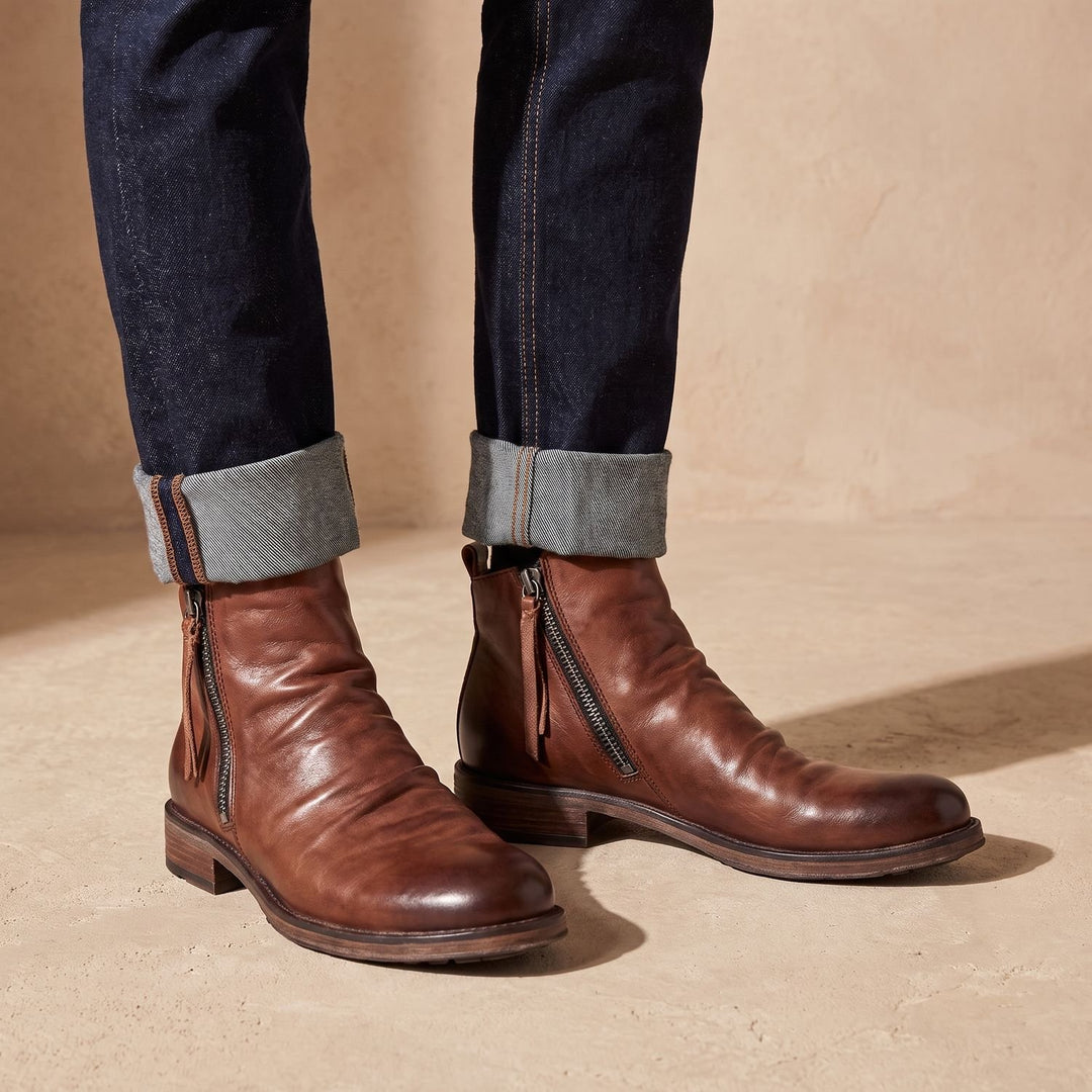 Damen Stiefeletten mit Seitlichem Reißverschluss Knöchelhohe Lederstiefel